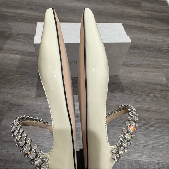 Jimmy Choo Bing Crystal Strap Patent Leather in Linen Mule Flats - Picture 11 of 16